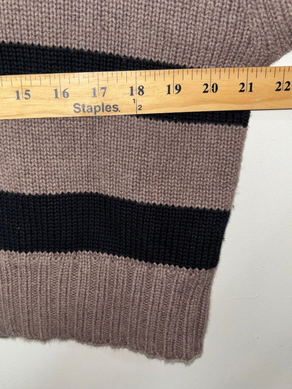 Gap Brown Stripe Cotton V-Neck Polo Sweater Size L Petite - Picture 8 of 12